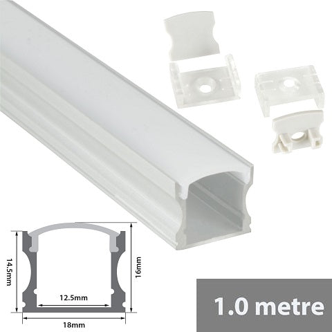 Aluminium Profiles for Led Tape Installation Tall Crown 18mm x 16mm x 1m Tall Profile