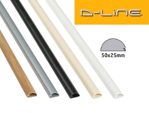 D-Line 50 x 25mm Maxi Self Adhesive Trunking Semi Circle Cable Hide TV POWER HDMI SKY SCART COVER