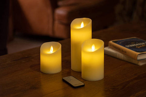 7.5cm Diameter Flame Effect Candles Pack of 3