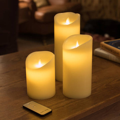 9cm Diameter Flame Effect Candles Pack of 3