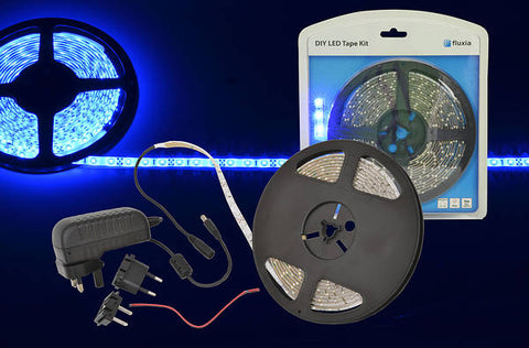 8mm Low Profile LED Tape Kit - Weatherproof IP65 - Blue - 5 Mtrs