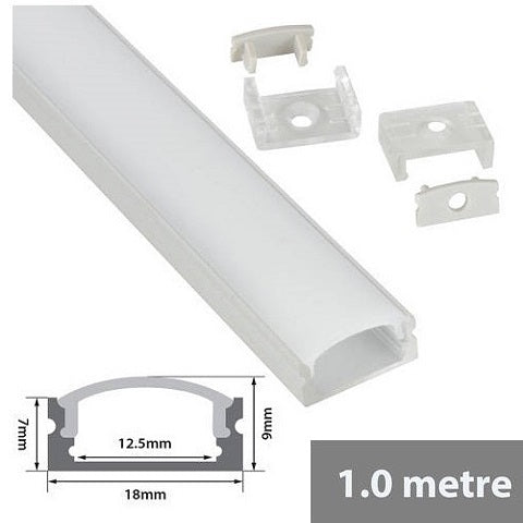Aluminium Profile for Led Tape Installation Short Crown 18mm x 9mm x 1m Low Profile