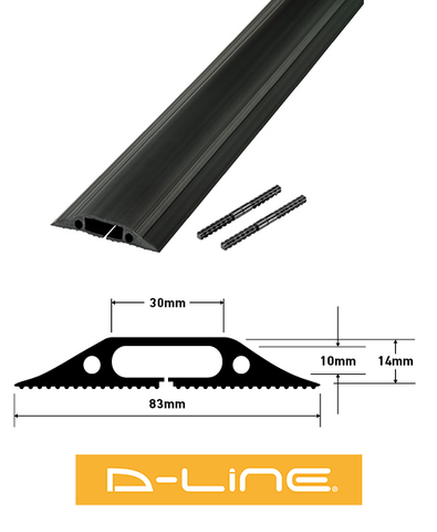 D-Line Floor Cover Cable Protector Medium Duty 83mm x 14mm - Black