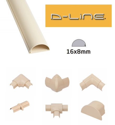 D-Line 16mm x 8mm Magnolia Trunking And Joints Cable Management