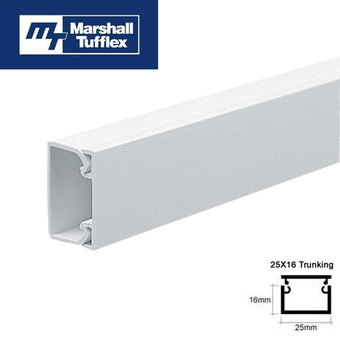 Marshall Tufflex Mini 25 x 16mm PVC Trunking Cable Hide Cover TV Alarms