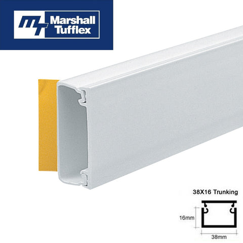 Marshall Tufflex Mini 38 x 16mm PVC Self Adhesive Trunking Cable Hide Cover TV Alarms