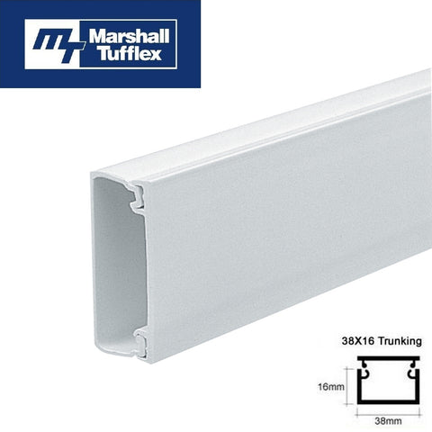 Marshall Tufflex Mini 38 x 16mm PVC Trunking Cable Hide Cover TV Alarms