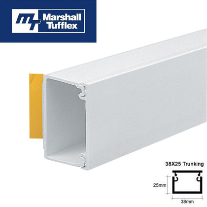Marshall Tufflex Mini 38 x 25mm PVC Self Adhesive Trunking Cable Hide Cover TV Alarms