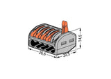Wago 222-415 Grey 5 Pole Compact Lever Operated Connector (Pack Size 40)