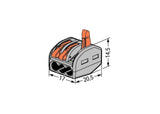 Wago 222-413 Grey 3 Pole Compact Lever Operated Connector (Pack Size 50)