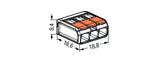 Wago 221-413 Transparent 3 Pole Compact Lever Connector (Pack Size 50)