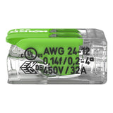Wago 221-422 Green Transparent 2 Pole Compact Lever Connector (Pack Size 100)