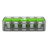 Wago 221-425 Green Transparent 5 Pole Compact Lever Connector (Pack Size 25)
