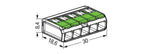 Wago 221-425 Green Transparent 5 Pole Compact Lever Connector (Pack Size 25)