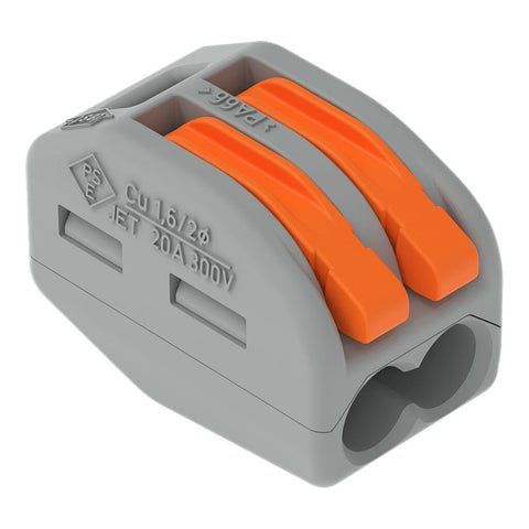 Wago 222-412 Grey 2 Pole Compact Lever Operated Connector (Pack Size 50)