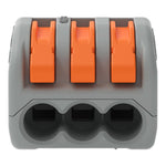 Wago 222-413 Grey 3 Pole Compact Lever Operated Connector (Pack Size 50)