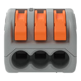 Wago 222-413 Grey 3 Pole Compact Lever Operated Connector (Pack Size 50)