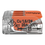 Wago 221-413 Transparent 3 Pole Compact Lever Connector (Pack Size 50)
