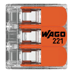 Wago 221-413 Transparent 3 Pole Compact Lever Connector (Pack Size 50)