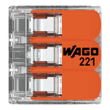 Wago 221-413 Transparent 3 Pole Compact Lever Connector (Pack Size 50)