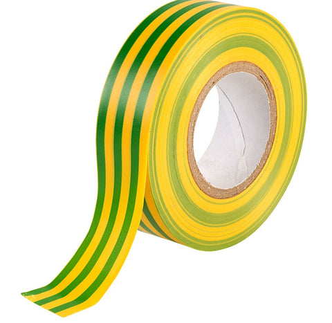 PVC Insulation Tape 19mm x 33m Green / Yellow Pack of 10 rolls
