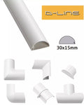 D-Line 30mm x 15mm White Mini Trunking And Joints Cable Hide Management