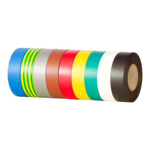PVC Insulation Tape 19mm x 33m All Colours 9 Rolls