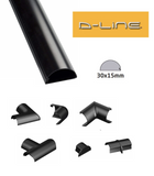 D-Line 30mm x 15mm Black Mini Trunking And Joints Cable Management