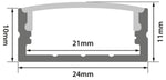 Aluminium Profiles for Led Tape Installation Wide Crown 24mm x 11mm x 1m - Wide Profile