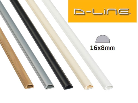 D-Line 16 x 8mm Micro Self Adhesive Trunking Semi Circle Cable Hide TV Alarms Wire Hide Cover