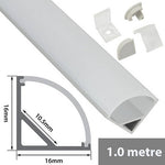 Aluminium Profile for Led Tape Installation 90° Arc 16mm x 16mm x 1m Corner Profile