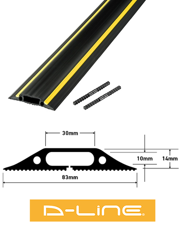 D-Line Floor Cover Cable Protector Medium Duty 83mm x 14mm - Black/Yellow Stripes